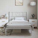 vidaXL Cadre de lit métal sans matelas et tête de lit blanc 100x190 cm