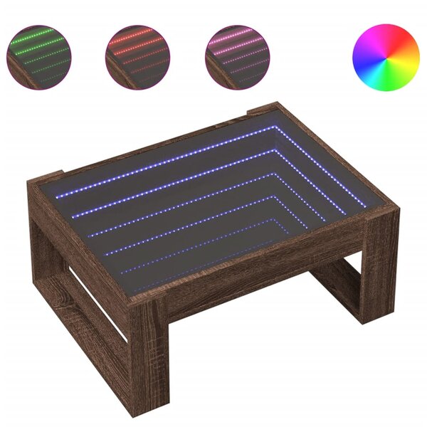 vidaXL Table basse avec LED infini chêne marron 70x53x30 cm