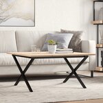 vidaXL Table basse cadre en X 90x90x45 cm bois de pin massif et fonte