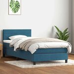vidaXL Sommier à lattes de lit et matelas bleu foncé 80x210 cm velours