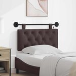 vidaXL Tête de lit suspendue Avec lumière LED Marron foncé Tissu