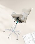 Fauteuil de bureau chaise ergonomique siège rembourré pivotant en tissu hauteur réglable mécanisme basculent charge 120 kg beige 12_0005877