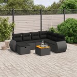 vidaXL Salon de jardin 8 Pièces avec coussins noir résine tressée