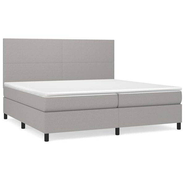 vidaXL Sommier à lattes de lit avec matelas Gris clair 200x200cm Tissu