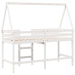 vidaXL Lit superposé et échelle et toit blanc 90x200cm bois pin massif