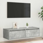 vidaXL Meuble TV avec lumières LED gris béton 100X35 5x25 cm