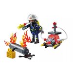 PLAYMOBIL 71826 - Action Heroes Pompier avec pompe à eau et réservoir enflammé