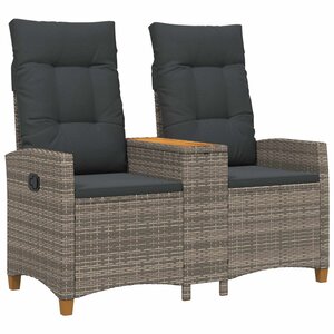 vidaXL Banc inclinable avec table 2 -Seater 126 x 65 x 112 cm