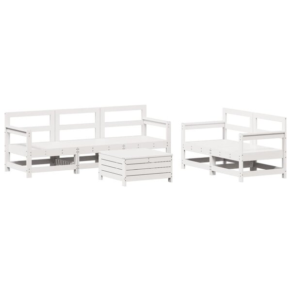 vidaXL Salon de jardin 6 Pièces blanc bois de pin massif