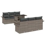 vidaXL Ensemble de canapé de jardin avec coussin 7 Pièces Gris Poly rotin
