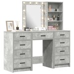 vidaXL Table de Toilette 3 Pièces Gris 40 x 41 x 135 cm Bois d'ingénierie