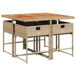 vidaXL Ensemble à manger de jardin avec coussins 5Pièces Beige poly rotin