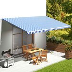 vidaXL Tissu de remplacement pour auvent Bleu et blanc 6x3 5 m