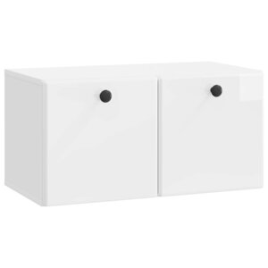 vidaXL Meuble TV mural 59 5 x 31 x 30 cm Blanc brillant