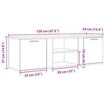 vidaXL Meuble TV chêne artisanal 120x34x37 cm bois d'ingénierie