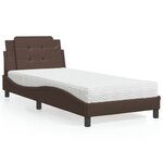 vidaXL Lit avec matelas marron 90x190 cm similicuir