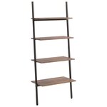 vidaXL Étagère inclinée à 4 niveaux Marron foncé et noir 64x34x150 5cm