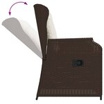 vidaXL Chaises inclinables de jardin lot de 2 et coussins marron rotin