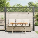 vidaXL Canapé de jardin 3 places coussins table beige résine tressée