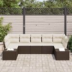 vidaXL Ensemble de canapé de jardin 7 Pièces Marron polyrotin