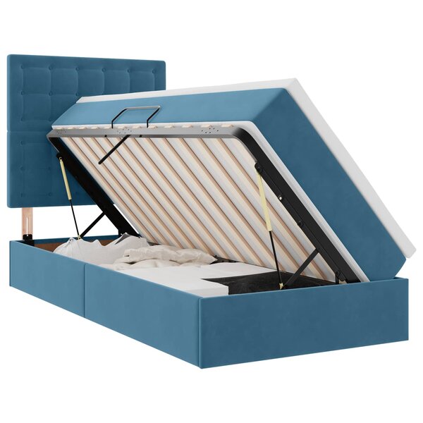 vidaXL Lit avec rangement et matelas Bleu foncé 90 x 200 cm Velours