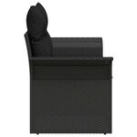 vidaXL Canapé de jardin 2 places avec rangement et coussins  noir en poly rattan