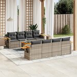vidaXL Salon de jardin 9 Pièces avec coussins gris résine tressée