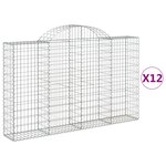 vidaXL Paniers à gabions arqués 12 Pièces 200x30x120/140 cm Fer galvanisé