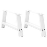 vidaXL Pieds de table basse en forme de A  2 pièces  blanc  60 x (30-31) cm  acier