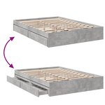 vidaXL Cadre de lit avec tiroirs sans matelas gris béton 135x190 cm