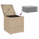 vidaXL Tabourets de jardin avec coussins lot de 2 beige résine tressée