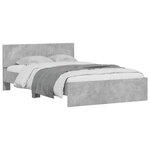 vidaXL Cadre de lit avec tête de lit et LED gris béton 135x190 cm