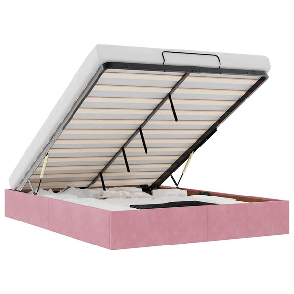 vidaXL Cadre de lit ottoman sans matelas rose 140x190 cm velours