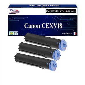 T3AZUR -3x Toners compatibles avec Canon CEXV18 (0386B002) pour Canon IR1018  IR1020  IR1022  IR1024
