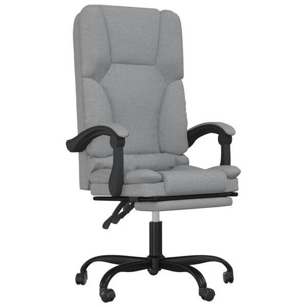 vidaXL Fauteuil de massage inclinable de bureau Gris clair Tissu