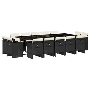 vidaXL Ensemble à manger de jardin 15 Pièces coussins noir résine tressée
