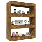 vidaXL Bibliothèque/Séparateur de pièce chêne fumé bois d'ingénierie