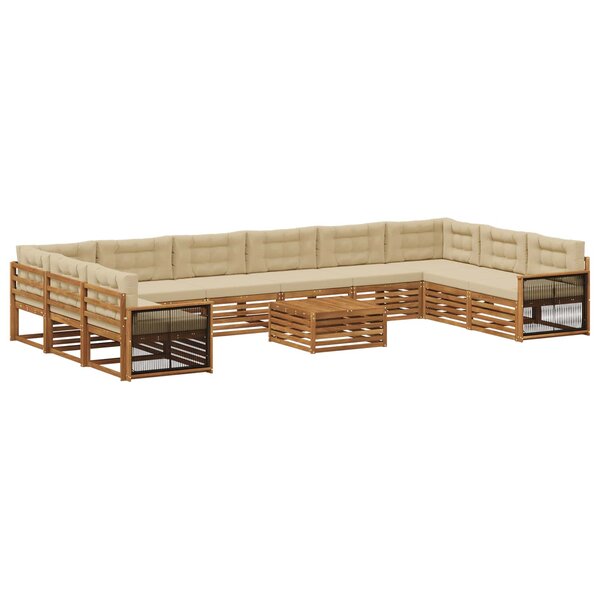 vidaXL Ensembles de canapés avec coussin 11 Pièces Bois d'Acacia Massif