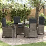 vidaXL Ensemble de Salle à Manger de Jardin de 5 Pièces avec Coussins Gris Poly Rattan