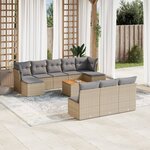 vidaXL Salon de jardin et coussins 11 Pièces mélange beige résine tressée