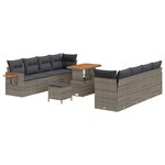 vidaXL Ensemble de canapé de jardin 11 Pièces Gris Poly rotin