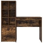 vidaXL Bureau avec tiroir avec étagère avec stockage 2 Pièces Chêne fumé