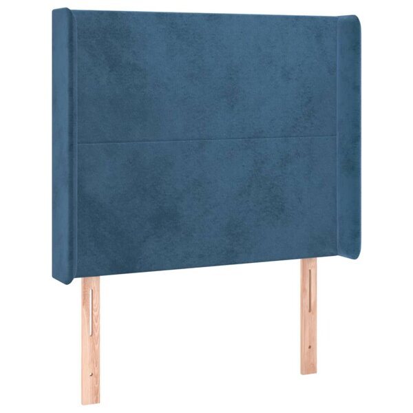 vidaXL Tête de lit avec oreilles Bleu foncé 103x16x118/128 cm Velours