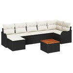 Ensemble de canapé de jardin 8 pièces avec coussins en poly rattan noir