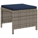 vidaXL Ensemble de Canapés d'Extérieur Gris et bleu marine Rattan et métal