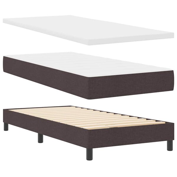 vidaXL Lit boxspring avec matelas Marron foncé 100 x 200 cm tissu