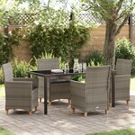 vidaXL Ensemble de 5 chaises de jardin avec coussins gris en rattan poly
