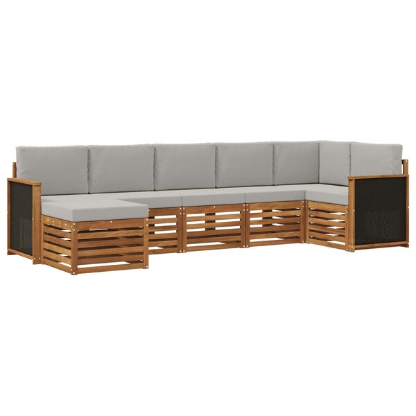 vidaXL Ensemble de canapés d'extérieur 6 pc Naturel et gris clair