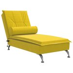 vidaXL Chaise longue de massage avec traversin jaune velours