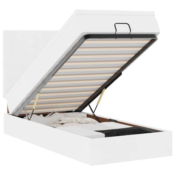 VidaXL Lit ottoman avec matelas blanc 90x190 cm similicuir